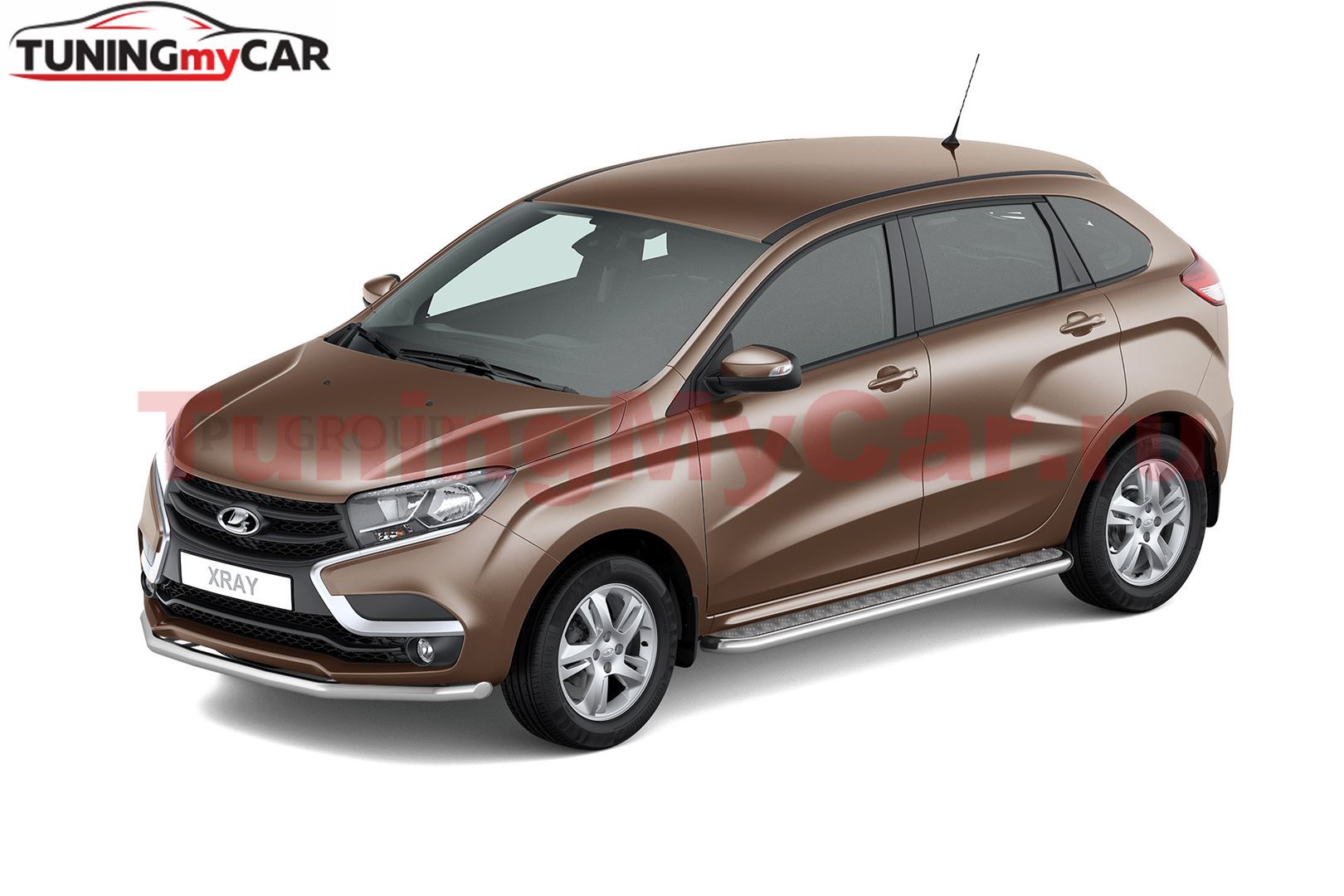 Защита порогов с алюминиевой площадкой 51мм (НПС) LADA XRAY 2016